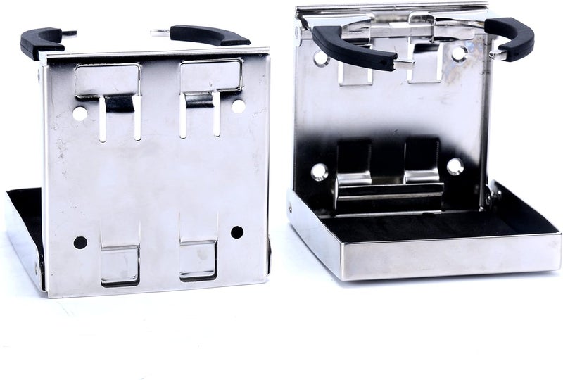 Amarine Made 2pcs Stainless Steel Adjustable Folding Drink Holders for Marine, Boat, Caravan, and Car - Image 1