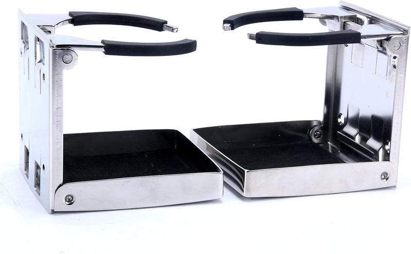 Amarine Made 2pcs Stainless Steel Adjustable Folding Drink Holders for Marine, Boat, Caravan, and Car - Image 3