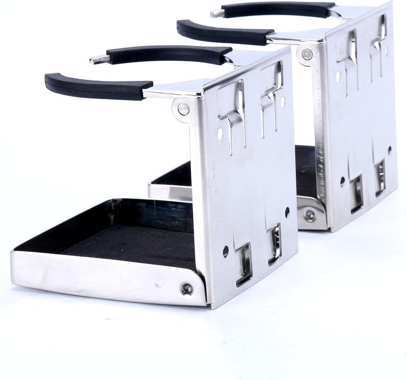 Amarine Made 2pcs Stainless Steel Adjustable Folding Drink Holders for Marine, Boat, Caravan, and Car - Image 5