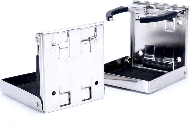 Amarine Made 2pcs Stainless Steel Adjustable Folding Drink Holders for Marine, Boat, Caravan, and Car - Image 4