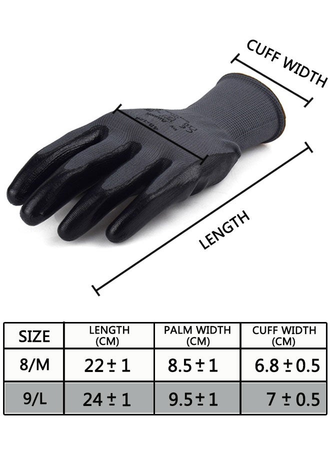 Safety Work Gloves 3 pairs, 48-128 MicroFoam Nitrile Coated, Seamless Knit Polyester, Working Gloves with Grip For General Purpose, Construction, Yardwork, Large - Image 2
