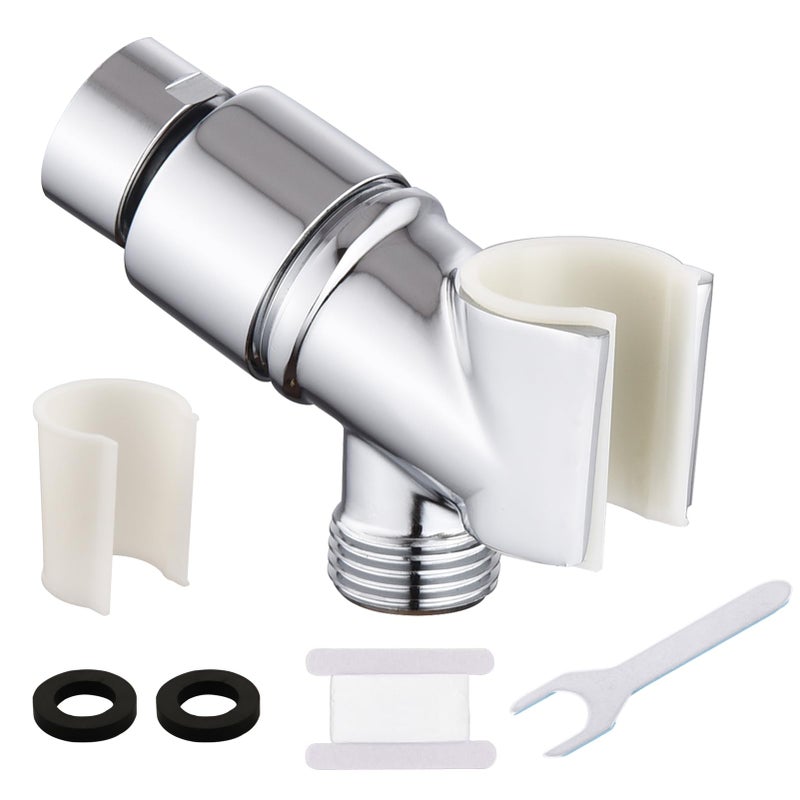 LUOFANT All Metal Handheld Shower Head Holder - Adjustable Shower Rod Holder with Brass Pivot Ball - Handheld Shower Head Holder - Shower Hose Holder for attaching Shower arm to Shower Hose, Chromeâ€¦ - Image 1