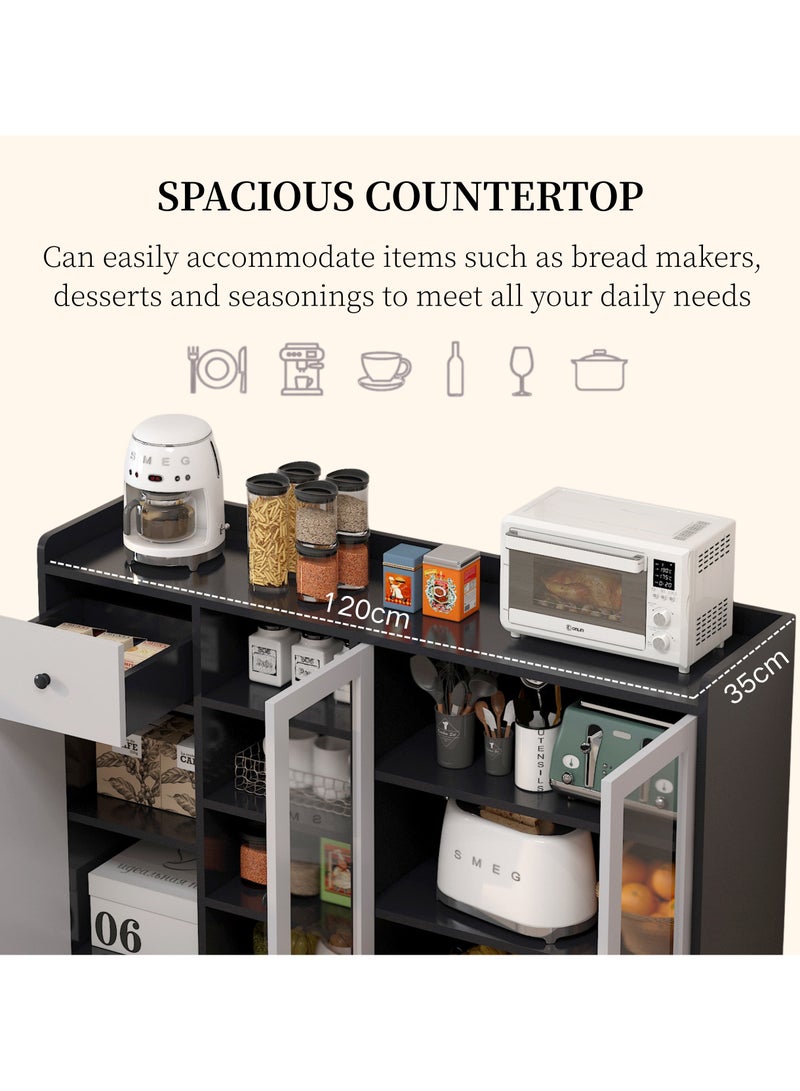 GoldenLike  خزانة جانبية، خزانة تخزين المطبخ، خزانة بوفيه، ركن قهوة مع باب، خزانة عملية، خزانة قهوة لغرفة المعيشة، مدخل المطبخ، الرواق - Image 3