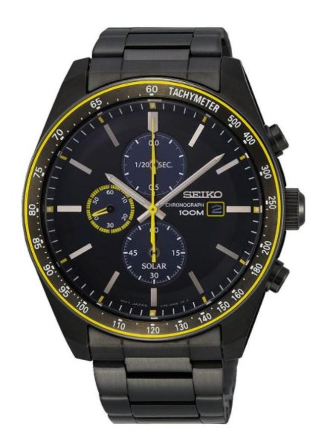 Seiko Men's Hand Watch CHRONOGRAPH Stainless Band Black Dial SSC723P1 