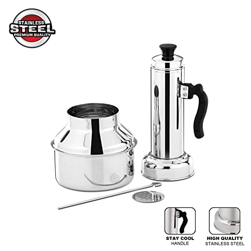 CRAFTONUS Stainless Steel Puttu Kudam Maker with Steamer Plate | Traditional Puttu Kutti with Lid & Stick | Puttu Maker for Cooker Use | Puttu Kozha Puttumakker - Image 5