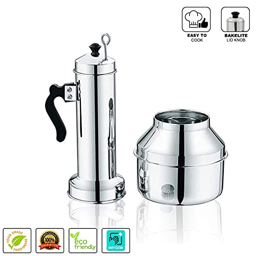 CRAFTONUS Stainless Steel Puttu Kudam Maker with Steamer Plate | Traditional Puttu Kutti with Lid & Stick | Puttu Maker for Cooker Use | Puttu Kozha Puttumakker - Image 3