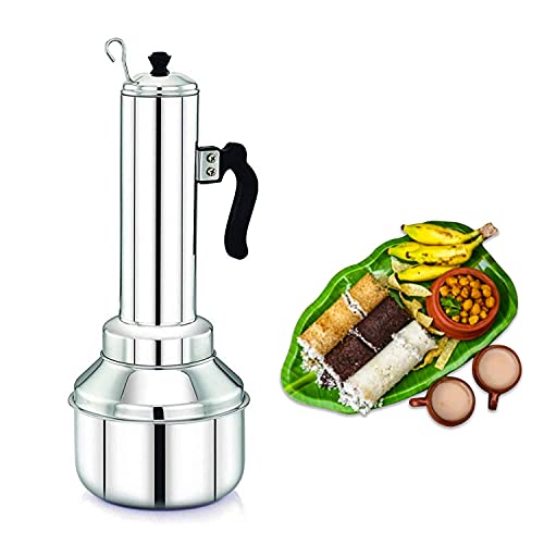 CRAFTONUS Stainless Steel Puttu Kudam Maker with Steamer Plate | Traditional Puttu Kutti with Lid & Stick | Puttu Maker for Cooker Use | Puttu Kozha Puttumakker - Image 1