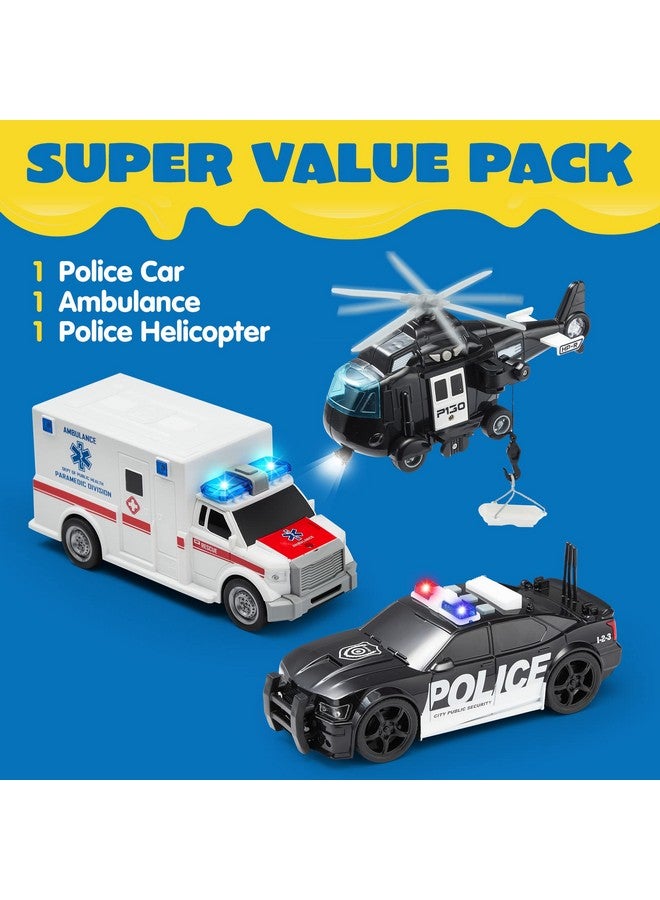 JOYIN Toddler Truck Toys for 3 4 5 6 7 Year Old Boys - Police Car Toy Set, Emergency Vehicle Playset, Friction Powered Car with Lights and Sounds, Christmas Birthday Gifts for Boys Girls Age 3-9 - Image 2