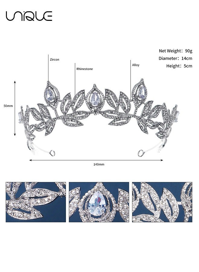 Unique Crystal Princess Crown for Girls Ladies Ladies, Queen Tiaras with Rhinestone, Silver Birthday Tiara for Girls Wedding Prom Costume Party, Elegant Crown Ladies Girl Bride Wedding Prom - Image 2