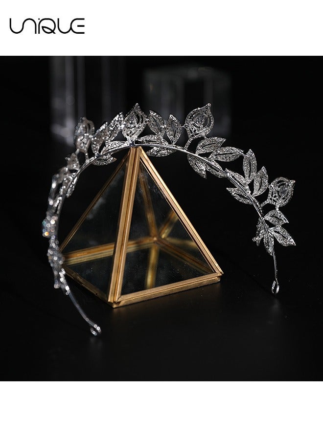 Unique Crystal Princess Crown for Girls Ladies Ladies, Queen Tiaras with Rhinestone, Silver Birthday Tiara for Girls Wedding Prom Costume Party, Elegant Crown Ladies Girl Bride Wedding Prom - Image 3