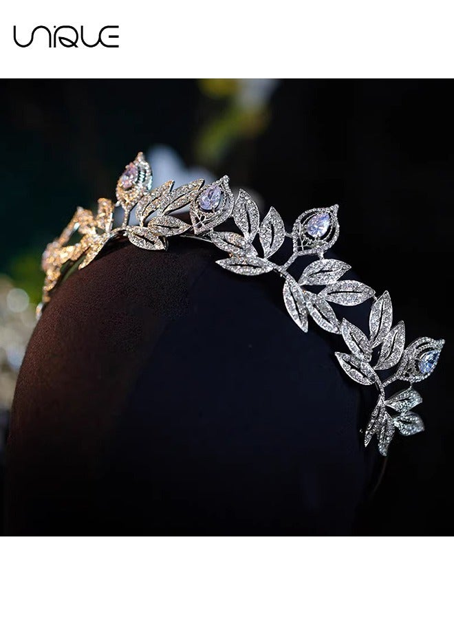 Unique Crystal Princess Crown for Girls Ladies Ladies, Queen Tiaras with Rhinestone, Silver Birthday Tiara for Girls Wedding Prom Costume Party, Elegant Crown Ladies Girl Bride Wedding Prom - Image 4