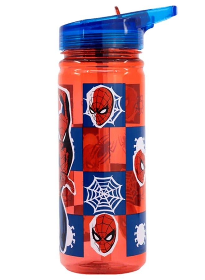 STOR Spiderman Ecozen Leak-Proof Water Bottle with Sippy Straw Red and Blue 580ml - Image 2