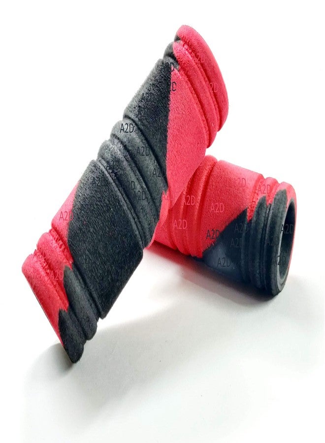 A2D? DH-B.R Abstract Design Bike Comfort Riding Foam Rubber Bike Handle Grips Covers Set of 2 Black n Red for Kinetic K4 - Image 3
