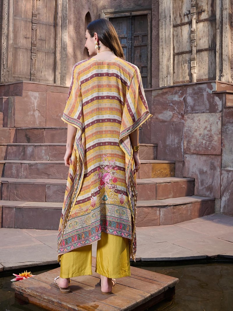 Stylum Women's Mirror Work Printed Silk Blend Kurti Pant Set - Image 2