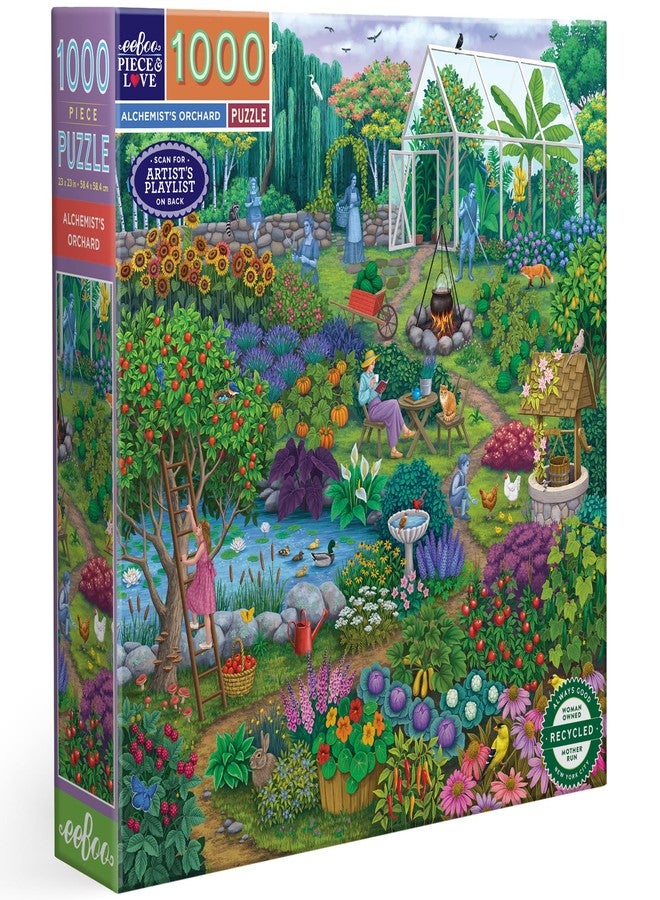 eeBoo Piece & Love: Alchemist's Orchard - 1000 Piece Puzzle - Adult Square Jigsaw, 23x23, Includes Image Reference Insert, Glossy Pieces - Image 1