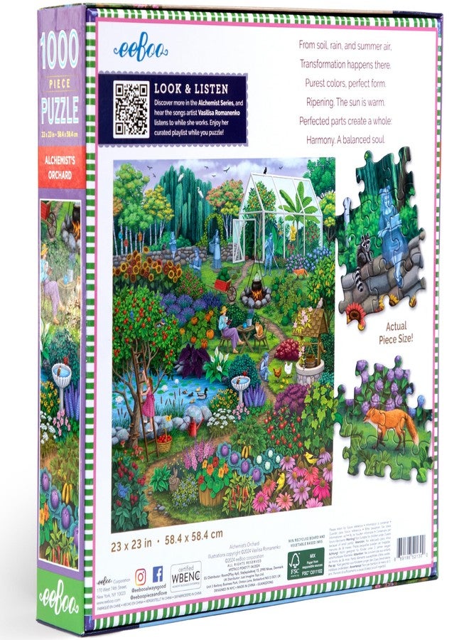 eeBoo Piece & Love: Alchemist's Orchard - 1000 Piece Puzzle - Adult Square Jigsaw, 23x23, Includes Image Reference Insert, Glossy Pieces - Image 2