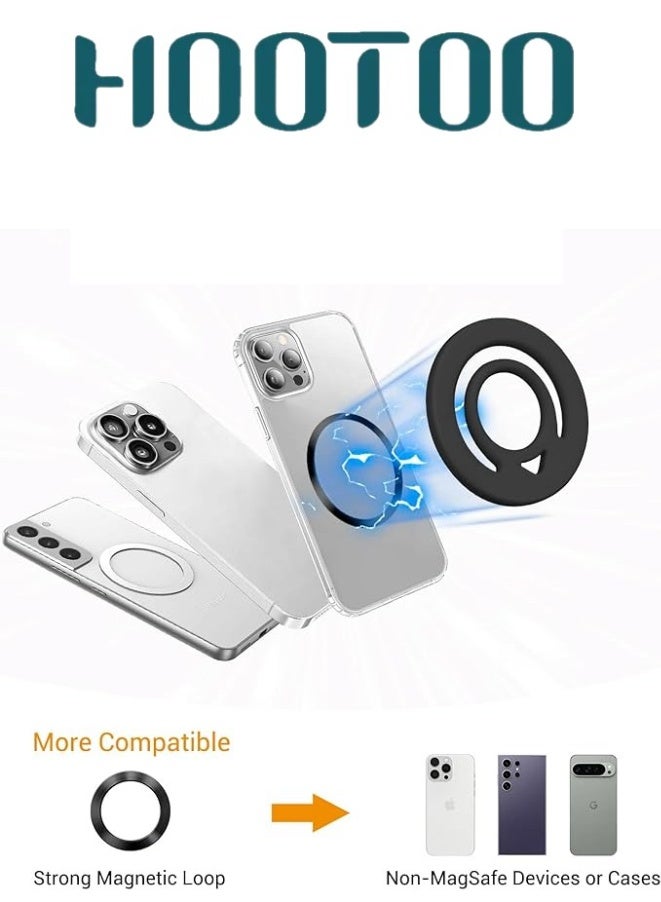 HooToo Strong MagSafe mobile holder phone grip. Flexible, easy-to-install silicone magnetic phone holder. Adhesive magnetic magsafe holder on both sides. phone ring holder compatible with iPhone, Samsung, and other phones. - Image 3