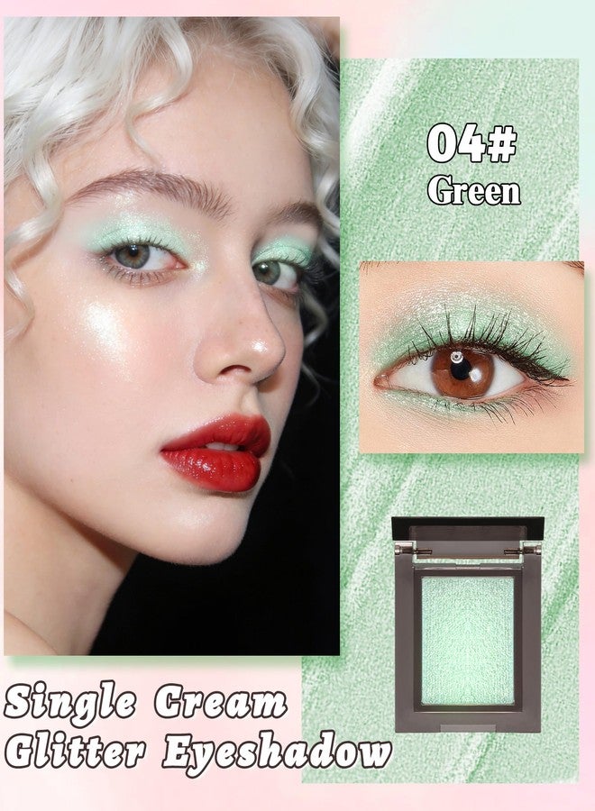 Lestpola Green Glitter Eyeshadow Palette, Metallic Shimmer Single Eye Shadow Palette - Image 2