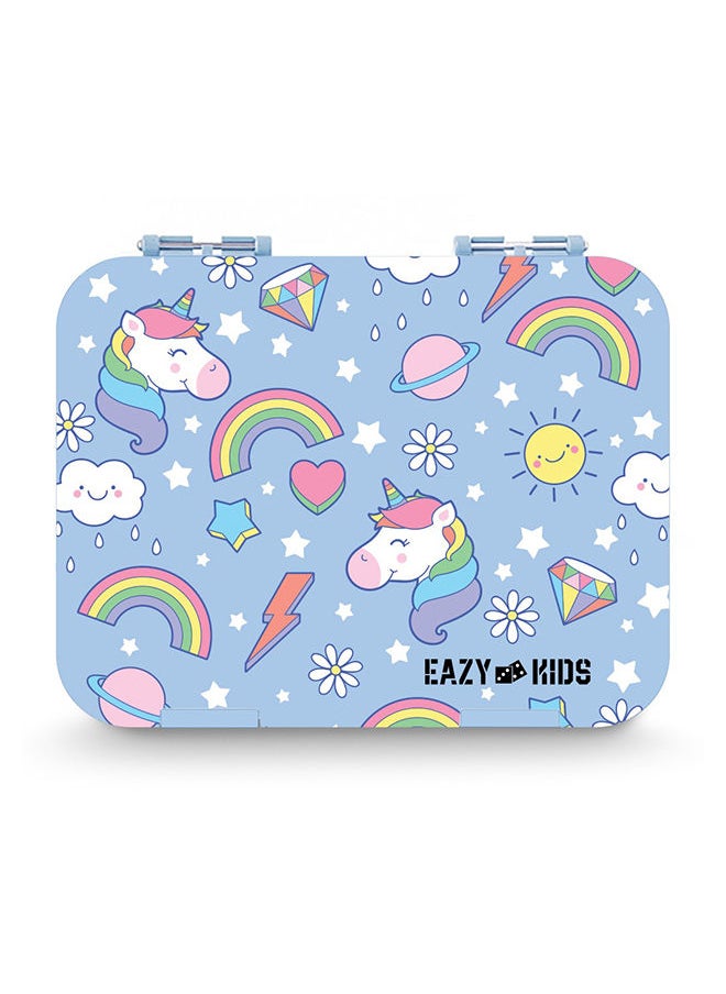 Eazy Kids 4 Compartment Bento Lunch Box With Sandwich Cutter Set - Unicorn Blue  - Image 2