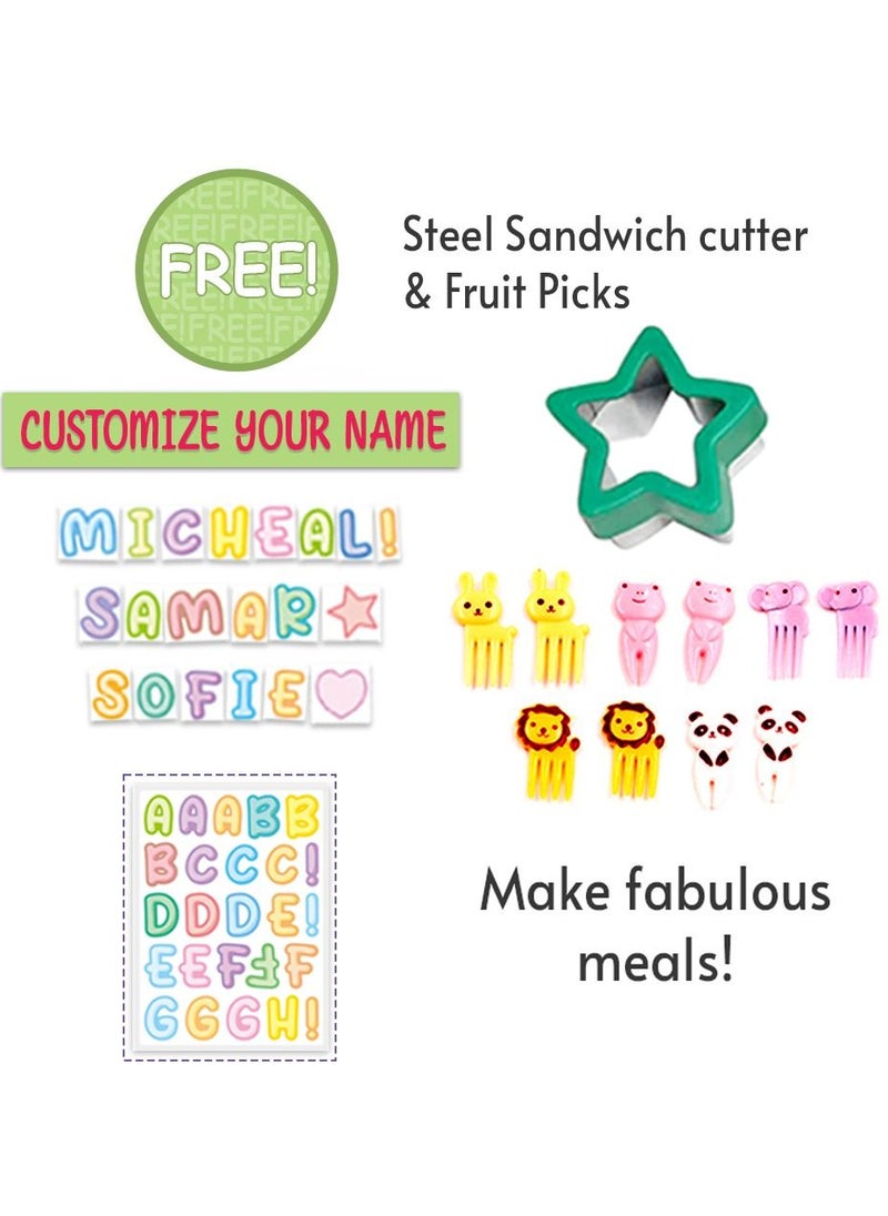 Eazy Kids 4 Compartment Bento Lunch Box With Sandwich Cutter Set - Unicorn Blue  - Image 4