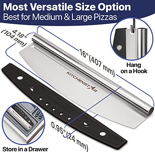kitchen-star KitchenStar 16-Inch Pizza Cutter Rocker Blade - Sharp Stainless Steel Slicer Knife, Protective Cover, Dishwasher Safe, Large - Professional Pizza Oven Accessories - Image 4