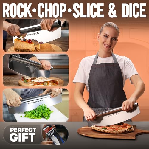 kitchen-star KitchenStar 16-Inch Pizza Cutter Rocker Blade - Sharp Stainless Steel Slicer Knife, Protective Cover, Dishwasher Safe, Large - Professional Pizza Oven Accessories - Image 2