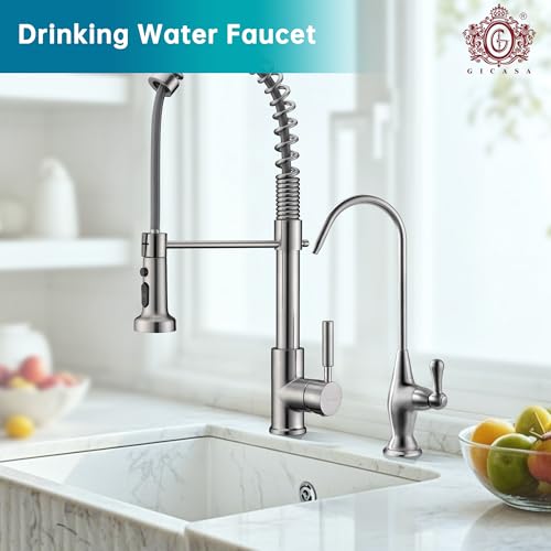 GICASA Sink Drinking Water Faucet, Sink Water Filter System, Suitable for Most Reverse Osmosis or Water Filtration Systems, Solid Brass Reverse Osmosis Faucet for Kitchen Bar, Brushed Nickel - Image 2