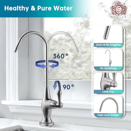 GICASA Sink Drinking Water Faucet, Sink Water Filter System, Suitable for Most Reverse Osmosis or Water Filtration Systems, Solid Brass Reverse Osmosis Faucet for Kitchen Bar, Brushed Nickel - Image 4