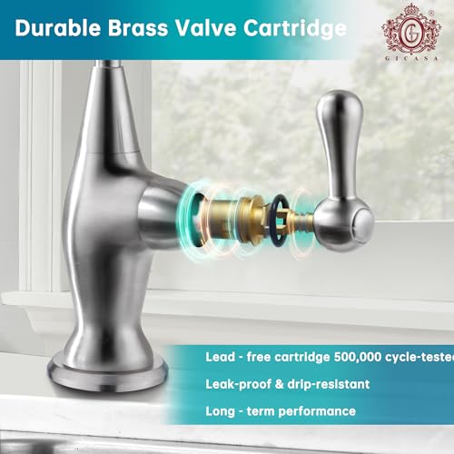 GICASA Sink Drinking Water Faucet, Sink Water Filter System, Suitable for Most Reverse Osmosis or Water Filtration Systems, Solid Brass Reverse Osmosis Faucet for Kitchen Bar, Brushed Nickel - Image 5