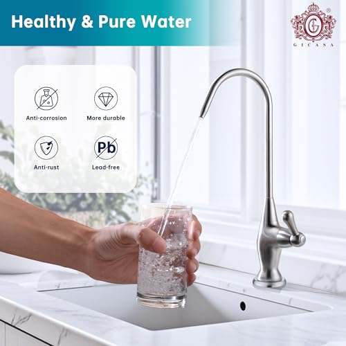 GICASA Sink Drinking Water Faucet, Sink Water Filter System, Suitable for Most Reverse Osmosis or Water Filtration Systems, Solid Brass Reverse Osmosis Faucet for Kitchen Bar, Brushed Nickel - Image 3