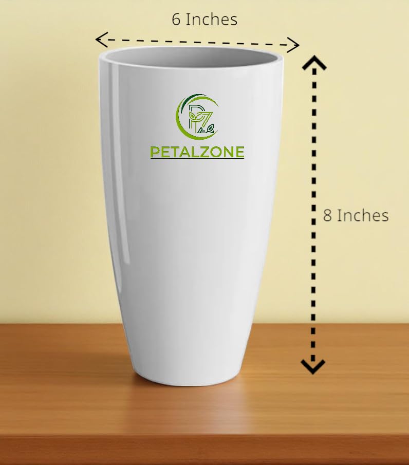 Petalzone Tower Pot | Lightweight Polymers Indoor-Outdoor Plant Pots | Planter Gamla for Home - Office & Garden | Planters for Living Room | White (3 Pcs, Height : 8 Inch) - Image 2