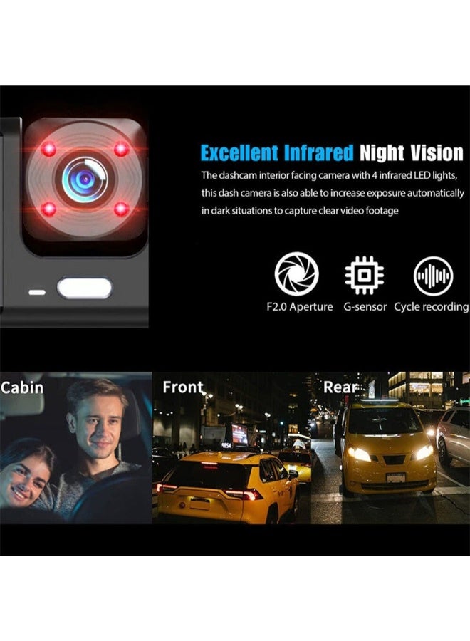 HD 1296P Dash Cam for Cars Front and Internal Dual Lens Front 1296*720P Internal Lens 680*720P Built-In WiFi G-Sensor With GPS Car DVR Video Recorder - Image 3