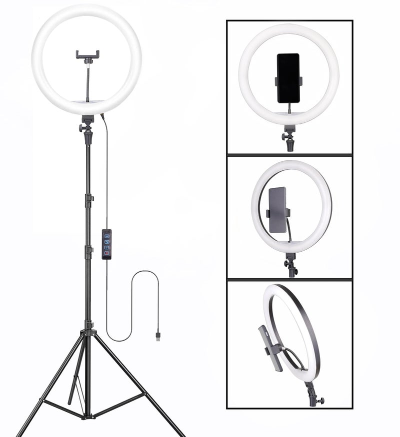 Osaka® 14Inch Professional LED Ring Light 15W Dimmable Extra Bright Lighting with 2 Color Modes for Photo Shoot Video Shoot Live Stream Makeup Compatible with iPhone & Android Smartphones. - Image 2