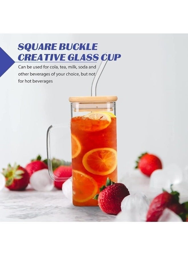 Happy Home Glass Coffee Mugs with Lids and Straw 400ml Drinking Glasses Tumbler for Juice Smoothies Cocktail Home Travel Sipper Cup (Multicolor)(Pack of 1)  - Image 3