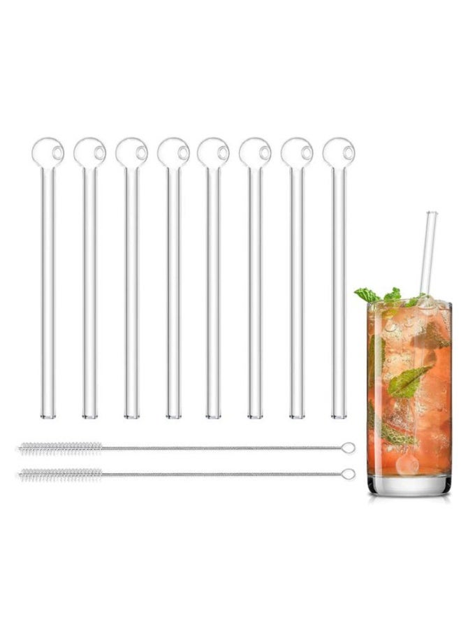 GuRiver Breakproof Glass Straws - Durable Reusable Glass Straws 8 Pack with 2 Cleaning Brush for Drinks, Herbs, Smoothies, Aromatherapy（Transparent Color） - Image 1
