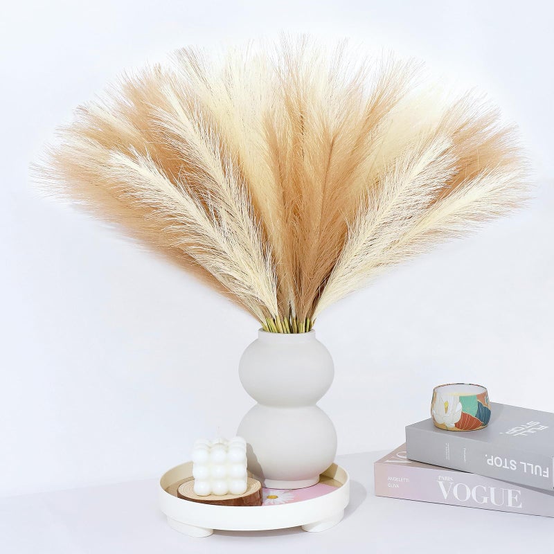 MUUNC Pampas Grass Decor 30 Pcs 21.7 Inch Faux Brown Pampas Grass Bulk Artificial Dried Flowers Small Vase Filler Pompas Grass. - Image 1