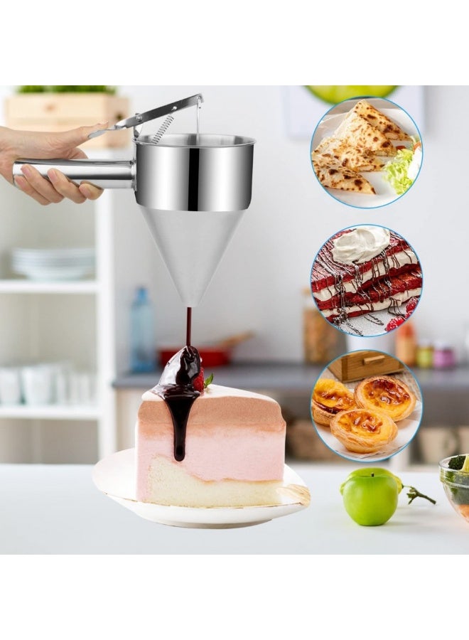 Dispenser with funnel for dough and pancake mix (silver) - Image 1