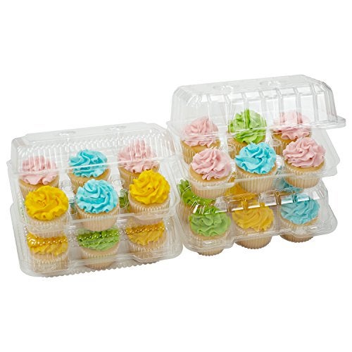Decony Cupcake Boxes 6 Count [ MADE IN USA ]- Clear Plastic Cupcake Containers with 4" High Dome Lid- Durable Cupcake Holders- Each Cup Cake Box Holds 6 Cupcakes- 12 Pack - Image 2