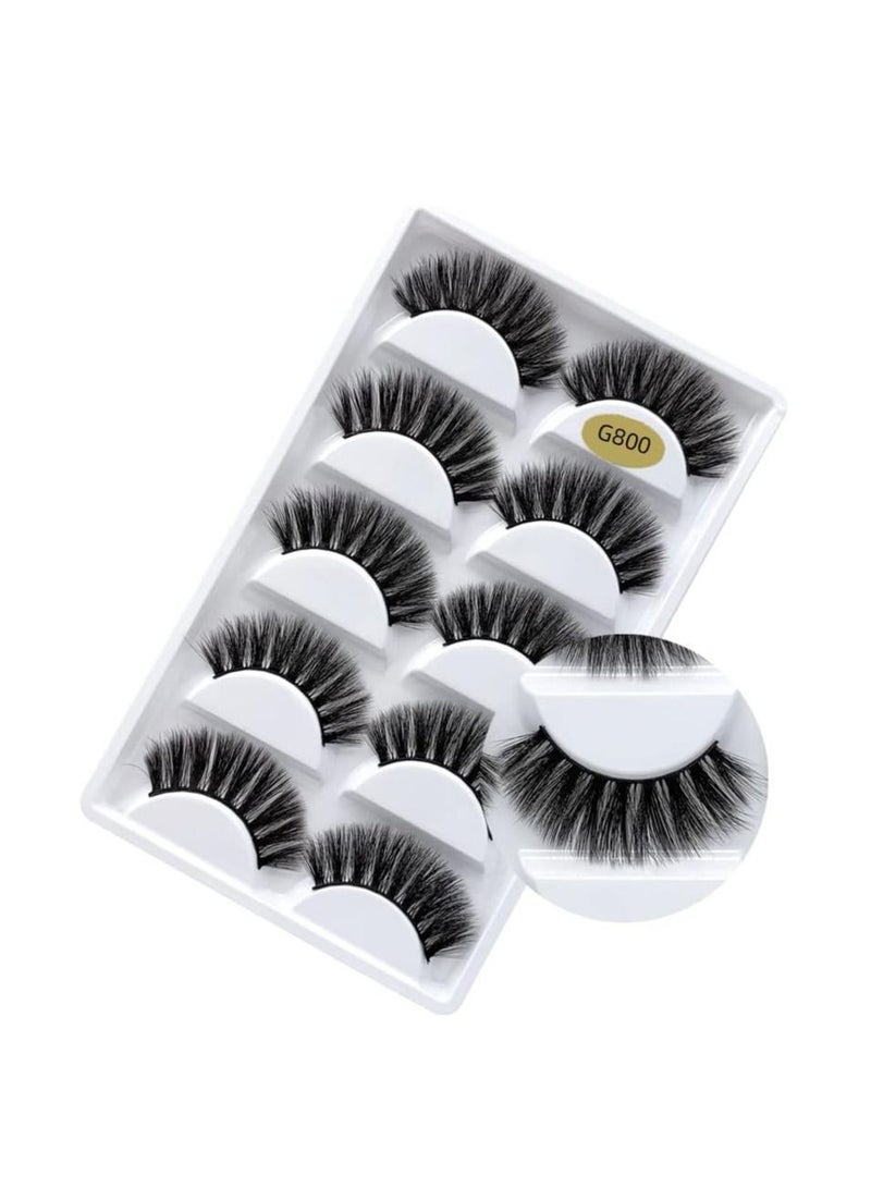 ORiTi رموش صناعية من ORiTi، 5 أزواج من الرموش الصناعية الطبيعية الناعمة ثلاثية الأبعاد، رموش صناعية سميكة متقاطعة مصنوعة يدويًا، مجموعة رموش طويلة ناعمة قابلة لإعادة الاستخدام للمكياج (G800) - Image 2