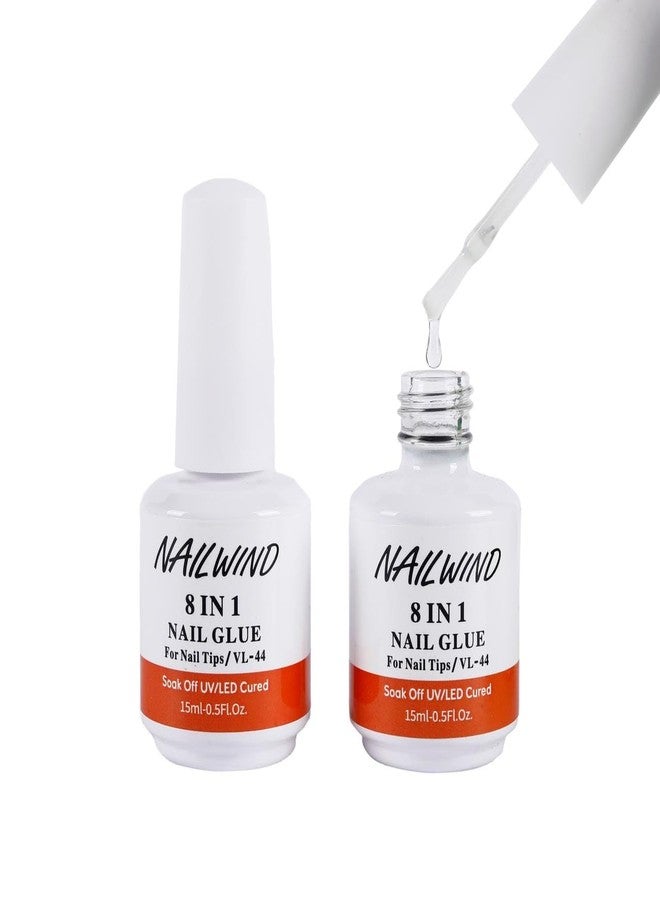 NAILWIND Gel Nail Glue, 8 in 1 UV Gel Glue for Nail Tips Need UV Light, High Capacity Long Lasting Glue for Rhinestone Pearl Foil, Strong Adhesive for Press on Nails,Acrylic Tips, for Nail Art 15ml - Image 2