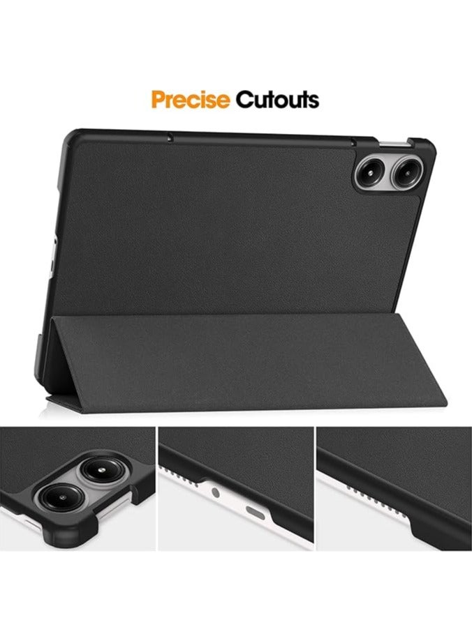 Muzz Xiaomi Redmi Pad Pro 12.1 inch Case Black PU Leather Flip Wallet Protective Cover Tempered Glass Screen Protector (Black)  - Image 3