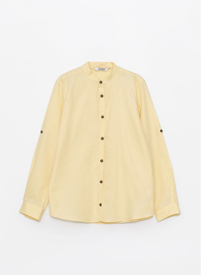 LC WAIKIKI Grandad Collar Basic Long Sleeve Boy Shirt - Image 1
