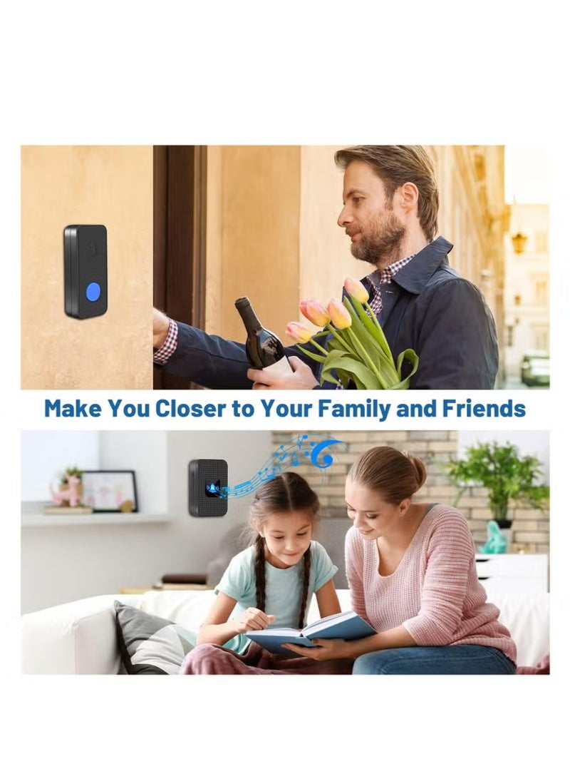 Halamine Wireless Doorbell, 400m Range, Outdoor Waterproof Door Chime with 55 Melodies, 5 Volume Levels, Flashing LED, Battery-Powered House Bell，Battery Operated Expandable Bell for Home Office - Image 3