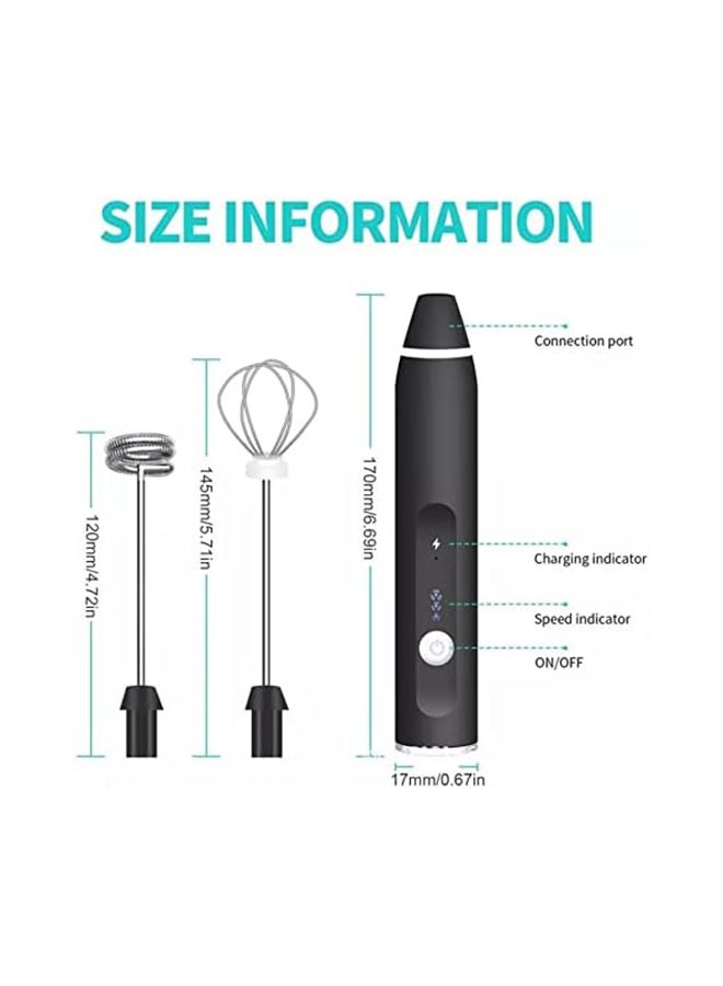 Handheld Milk Foam Machine And 3 Speed Adjustable Eggs Bat, Usb Rechargeable Foam Machine For Hot Chocolate Cappuccino Latte With 2 Stainless Steel Whisks - Image 4