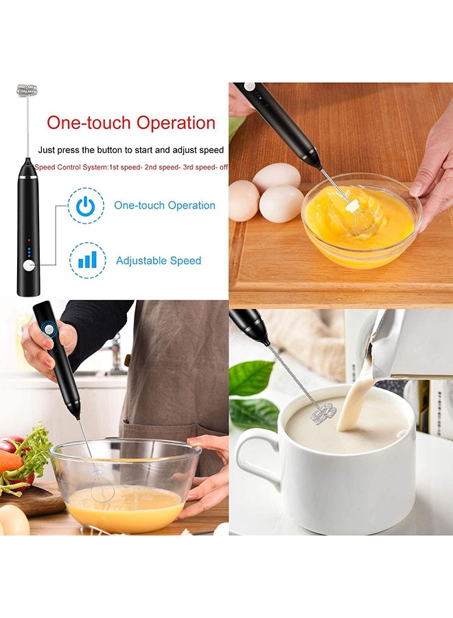 Handheld Milk Foam Machine And 3 Speed Adjustable Eggs Bat, Usb Rechargeable Foam Machine For Hot Chocolate Cappuccino Latte With 2 Stainless Steel Whisks - Image 3