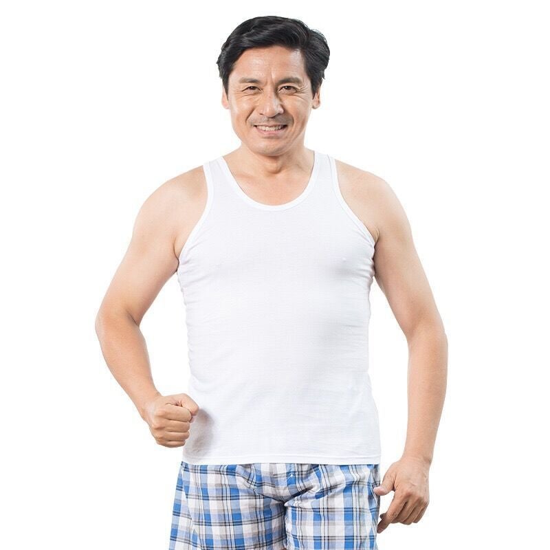 Middle-Aged And Elderly Underwear Sweatshirt Young And Middle-Aged Men'S Summer Xinjiang Cotton Old-Fashioned Hurdle Camisole Loose - Image 3