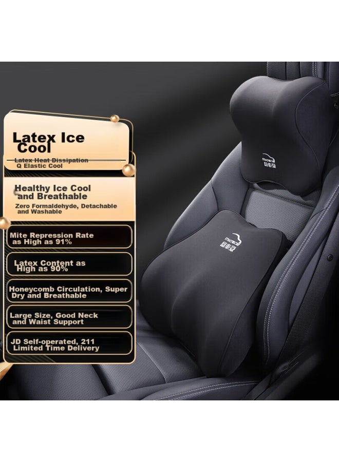 ICAROOM Aichewu Natural Latex Car Headrest And Lumbar Support, In-car Headrest, Car Backrest And Waist Cushion, Neck Pillow, Cervical Pillow - Image 1