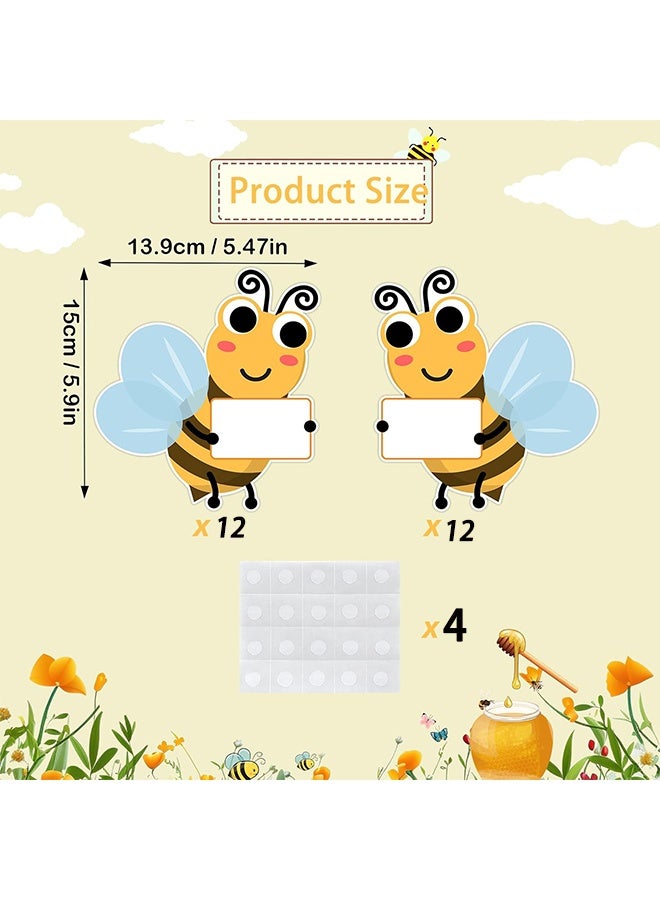 24PCS Bumble Bee Cutouts for Bulletin Board Decorations, Cute Bee Student Name Tags Nameplates for Kids Teacher Classroom Cubbies Desk Back to School Party Supplies, 5.9 x 5.5 inch - Image 2