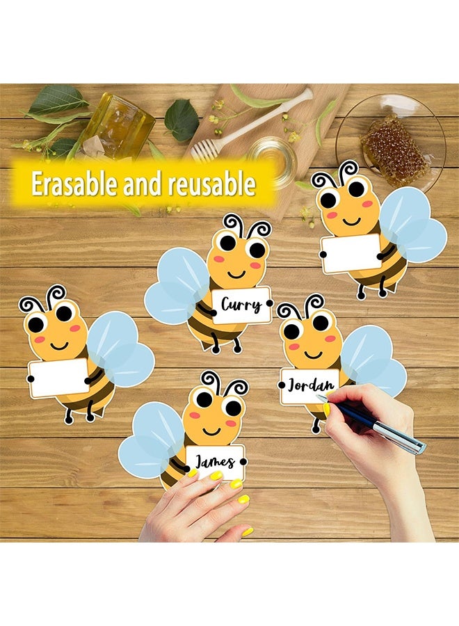 24PCS Bumble Bee Cutouts for Bulletin Board Decorations, Cute Bee Student Name Tags Nameplates for Kids Teacher Classroom Cubbies Desk Back to School Party Supplies, 5.9 x 5.5 inch - Image 3