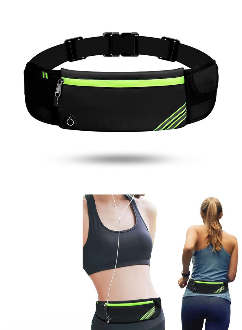 CWILKES Lightweight running waist bag, hiking and cycling travel sports waist bag, reflective running waist bag, jogging pocket belt, running travel money mobile phone pendant (black) - Image 1